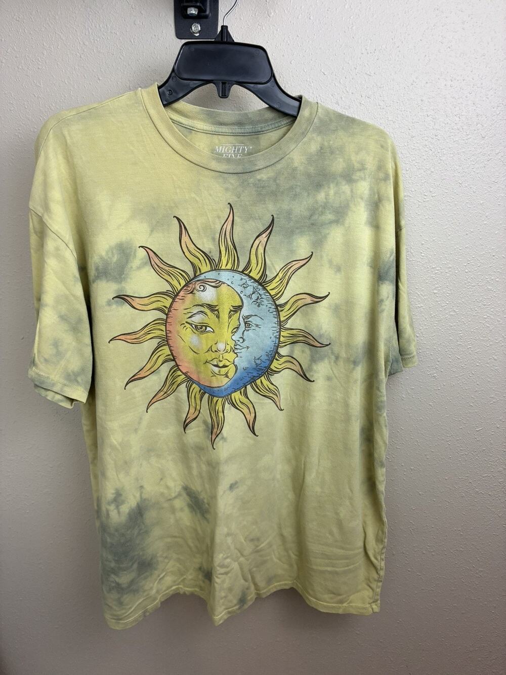 Mighty Fine Unisex L Tye Died Knit Cotton/Poly Crew Neck Sun & Moon Graphic Tee